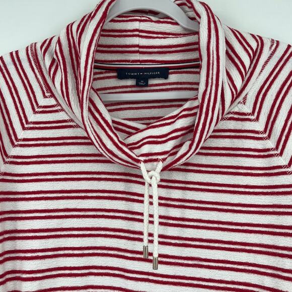 Tommy Hilfiger Terry Funnel Neck Womens Top Sz M Nautical Coastal Preppy Y2K - Picture 2 of 10